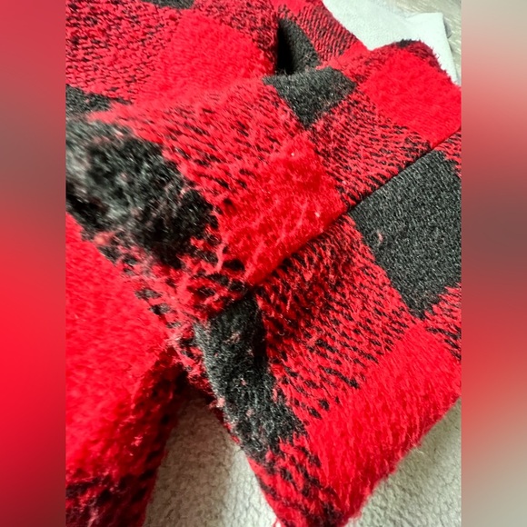 Lucky Brand Buffalo Check Plaid Oversized Wool Blend Coat, Red & Black, Sz - L - Picture 12 of 16